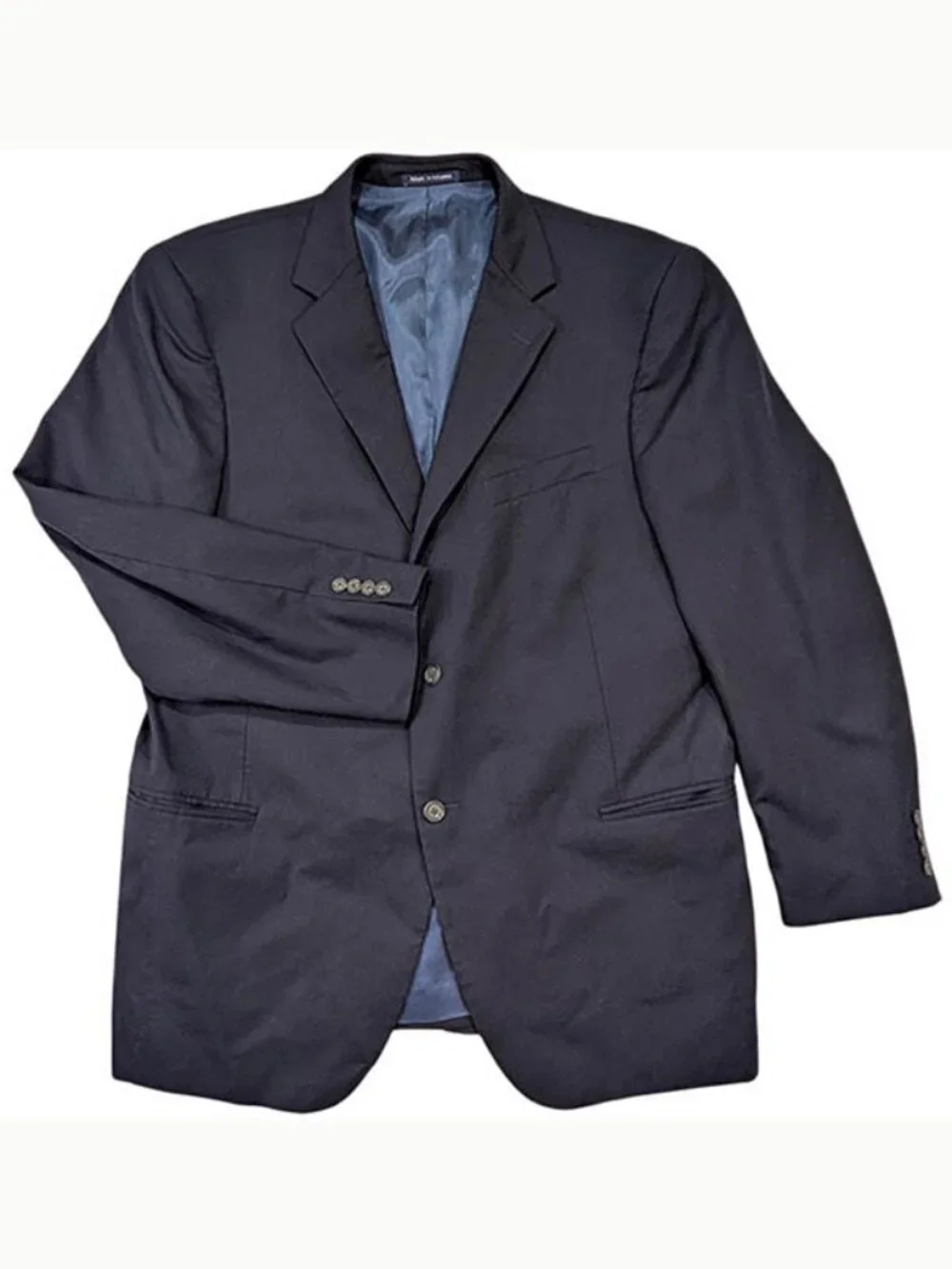 Lands' End 100% Wool Blazer Sport Coat Mens 48R Navy Traditional Preppy Academia
